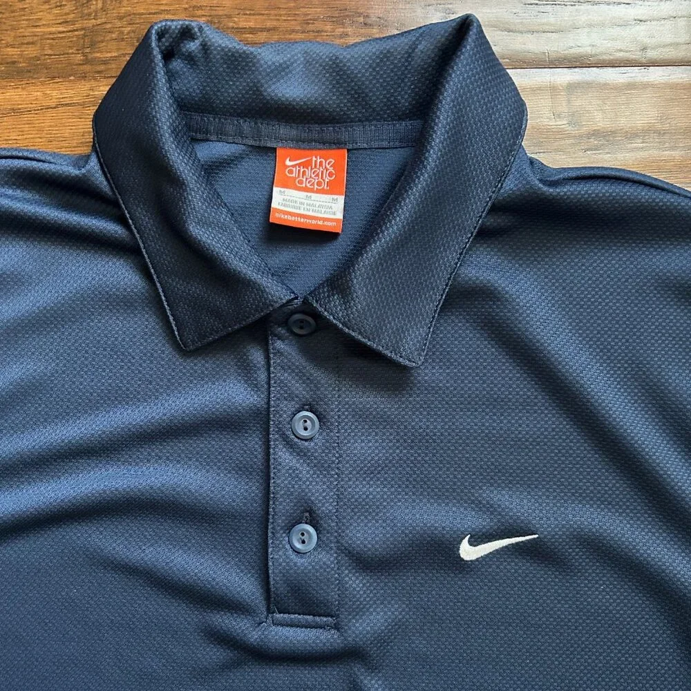 Nike mens navy blue polo short sleeve shirt M tennis golf medium - Picture 3 of 6